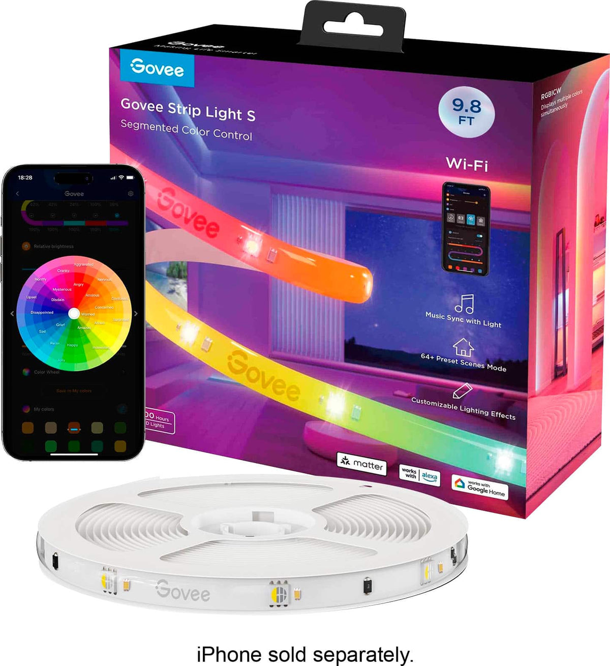 Govee - 9.8ft Wi-Fi RGBICW LED Strip Light - Multi