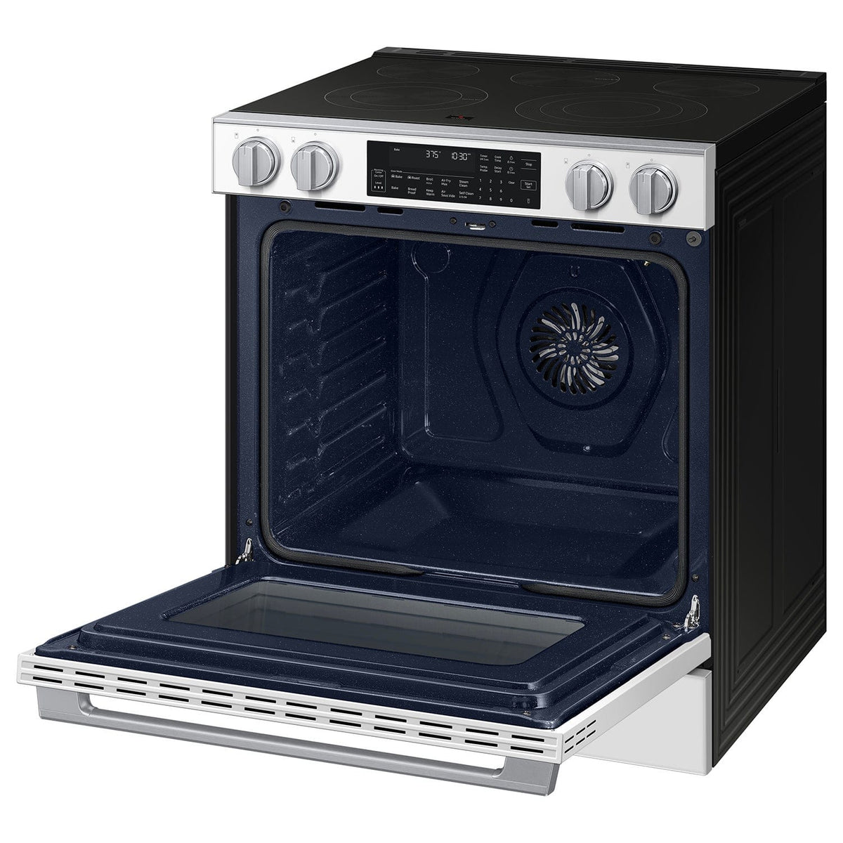 Samsung - 30 in. Wide 4 Burner 6.3 cu. ft. Bespoke Smart Slide-In Electric Range with Illuminated Precision Knobs - White Glass