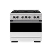 ZLINE - Autograph 36 in. 5.2 cu. ft. Marino Dual Fuel Freestanding Range with 6 Gas Burner Cooktop with White & Black Accents - White Matte