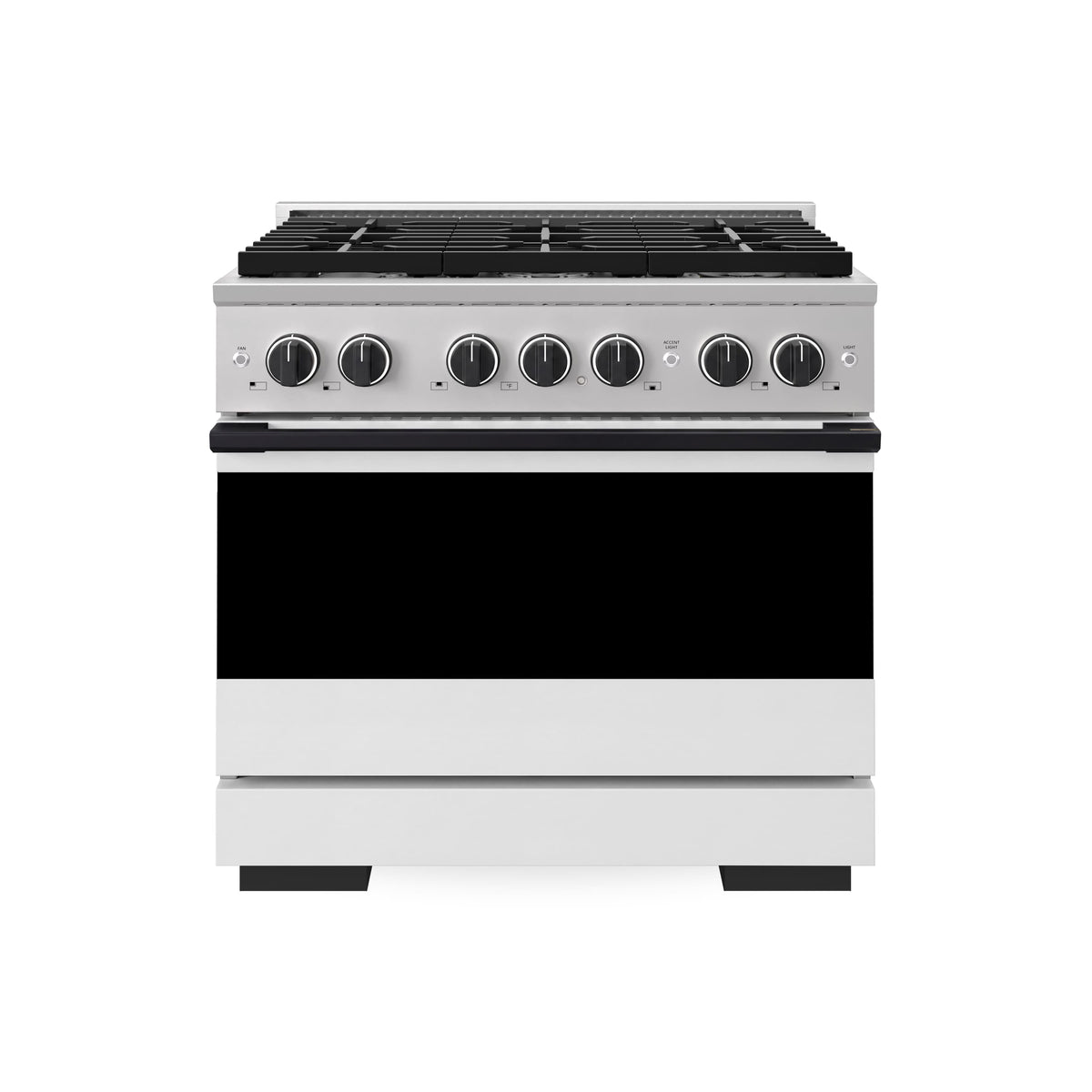 ZLINE - Autograph 36 in. 5.2 cu. ft. Marino Dual Fuel Freestanding Range with 6 Gas Burner Cooktop with White & Black Accents - White Matte