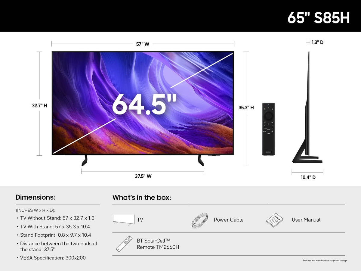 Samsung - 65" Class S85H OLED 4K UHD SmartVision AI Smart Tizen TV (2026)