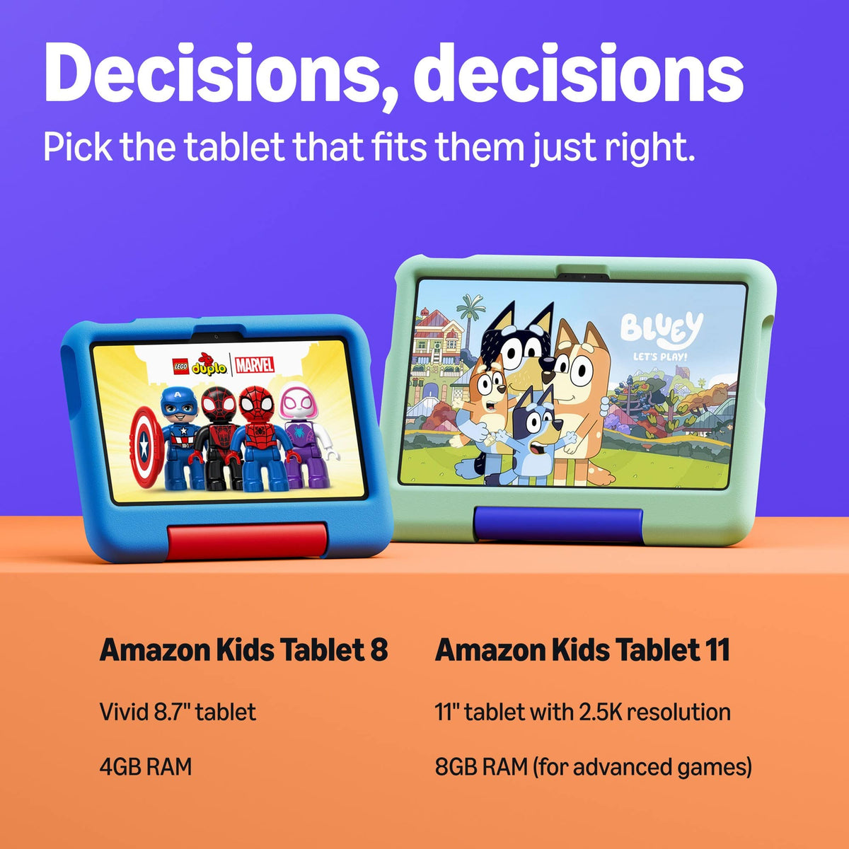 Amazon - Kids Tablet 11 (all-new) ages 3+, 11" 2.5K display, 8GB, includes 1-year Kids+ subscription, parental controls - Cool Green