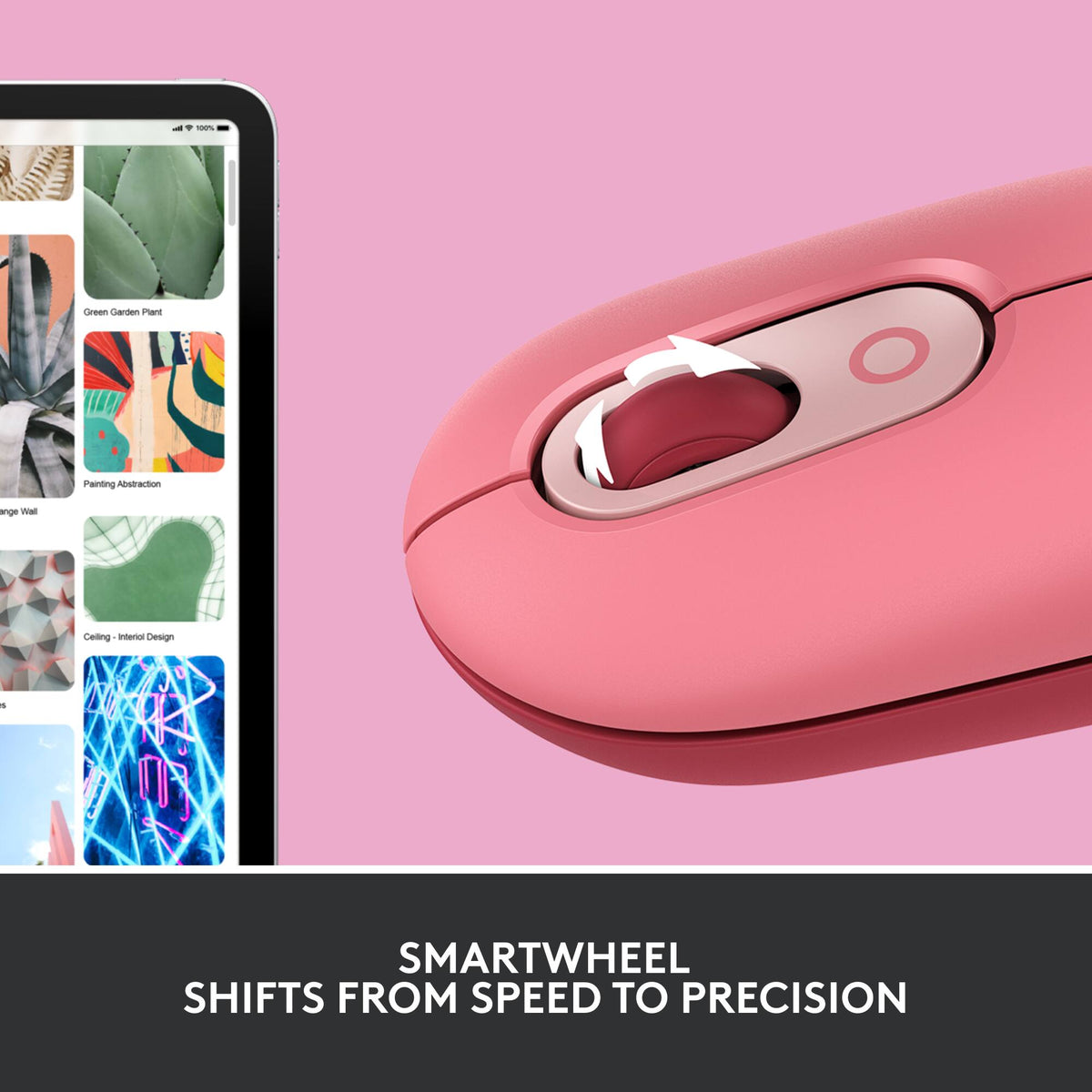 Logitech - POP Mouse Wireless Bluetooth Optical Ambidextrous Mouse with Customizable Emojis - Wireless - Heartbreaker Rose
