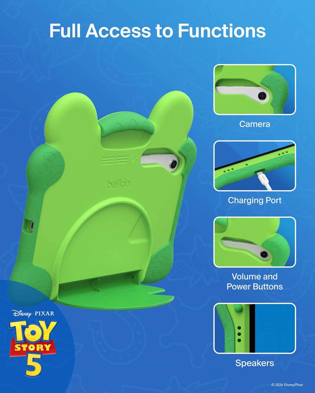 Belkin - Disney Pixar Toy Story 5 Lilypad Inspired Samsung Case (A11+) with Handle & Kickstand - Green