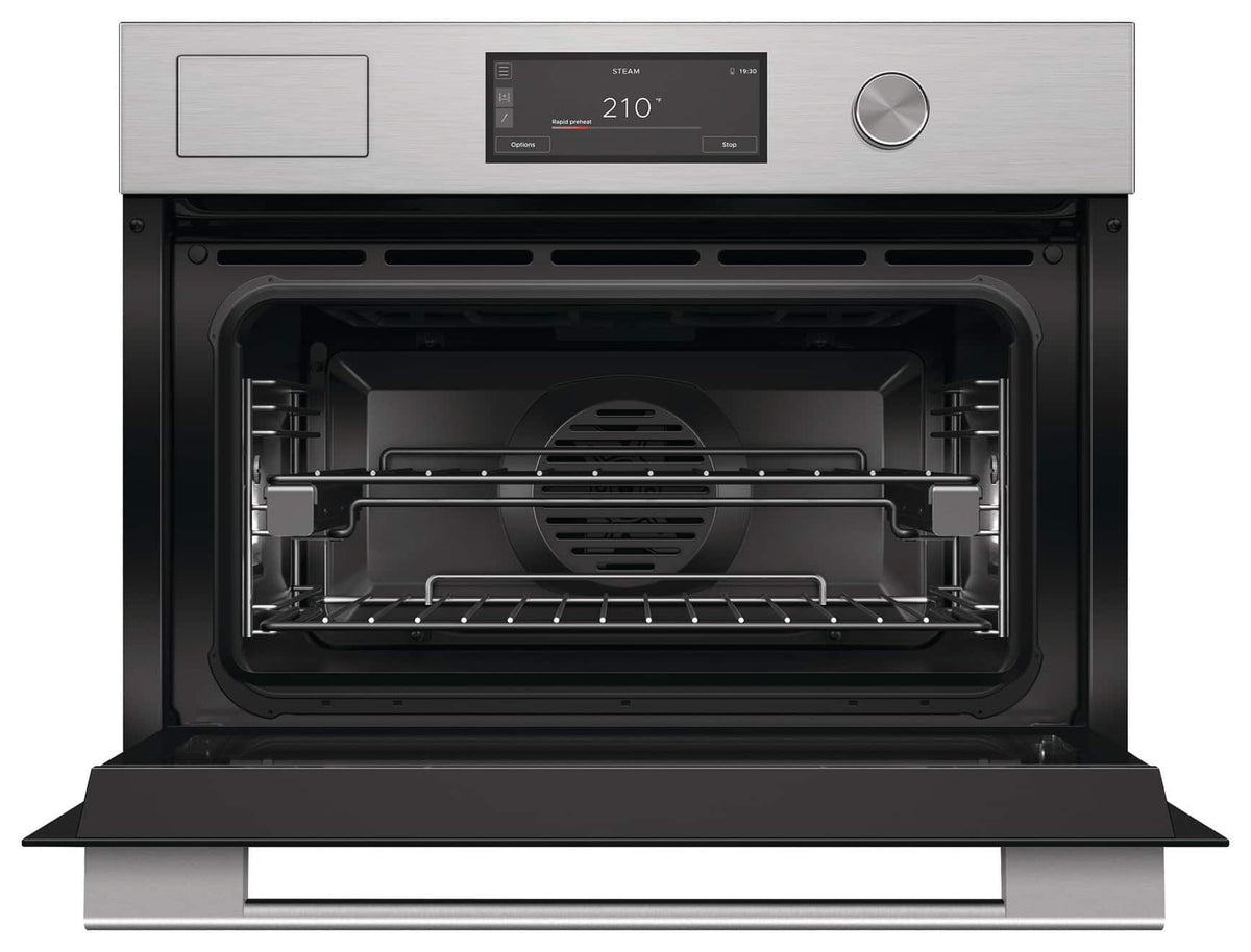 Fisher & Paykel - 24 " 1.9 Cu Ft Built-in Combination Steam Oven, 6.8" Touchscreen w/Dial -Compact - Brushed Silver