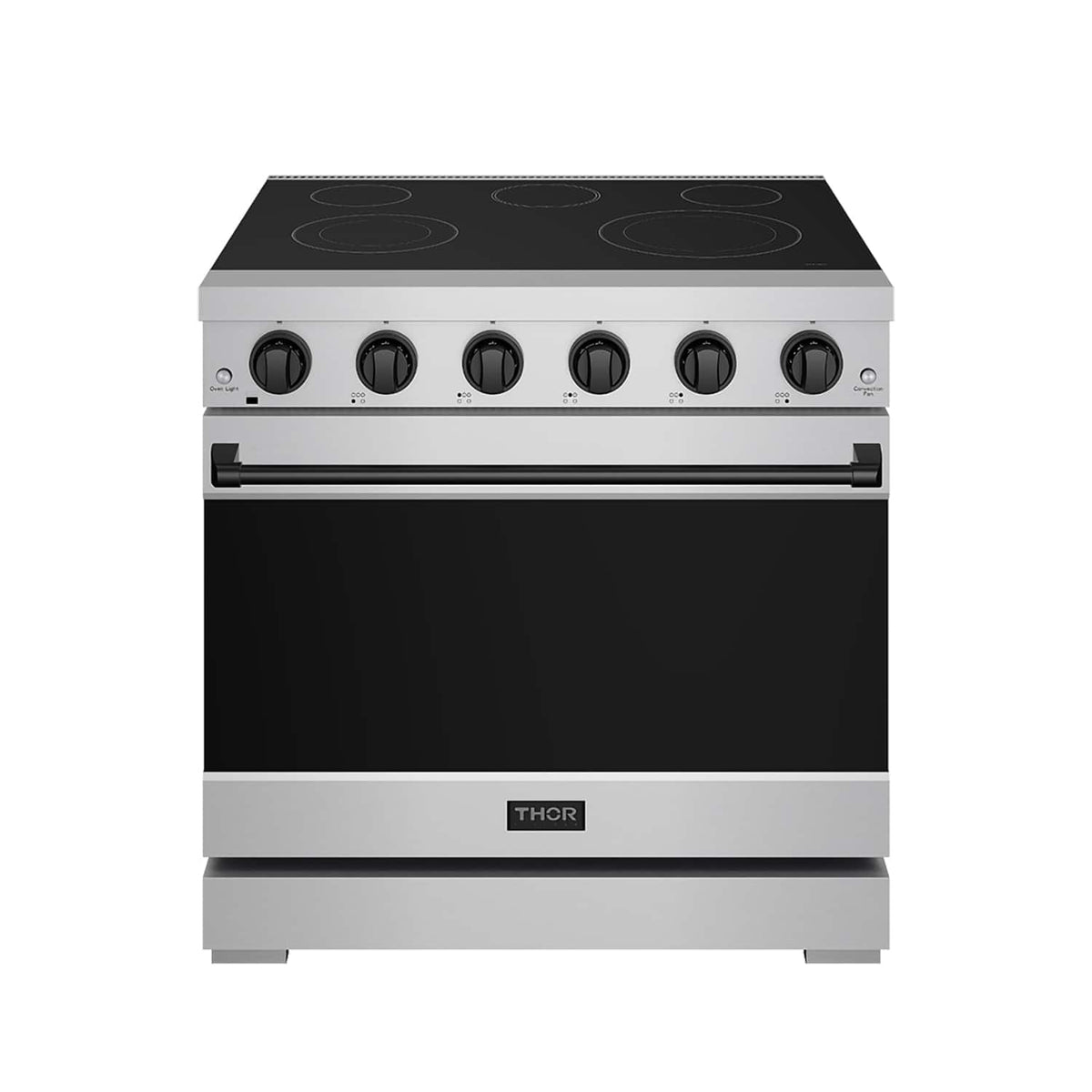 36 in. Wide 5 Elements Gordon Ramsay Series by Thor Kitchen 6.0 Cu. Ft Freestanding Electric Range with Black Hardware - Stainless Steel