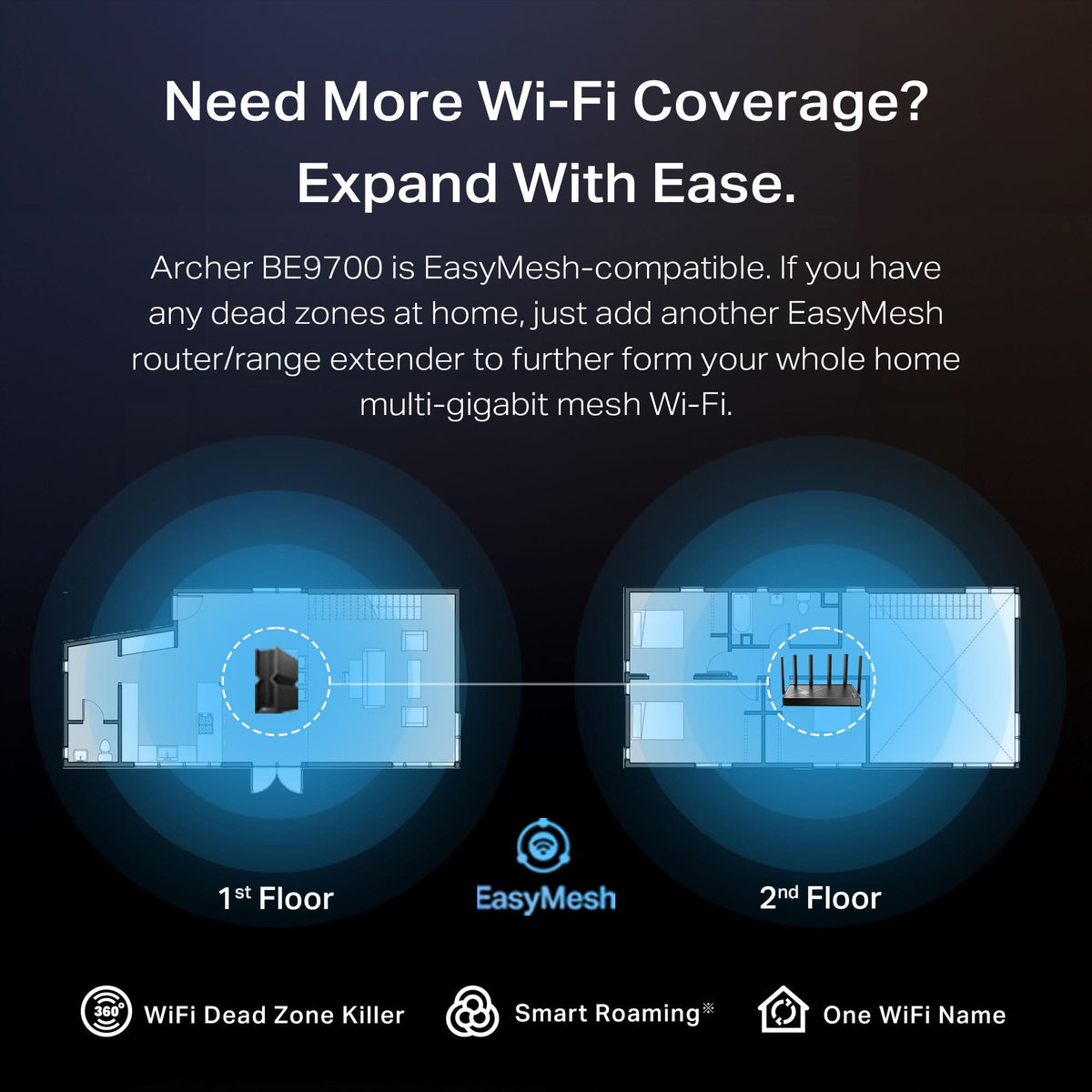 TP-Link - Archer BE9700 Tri-Band Wi-Fi 7 Router - Black