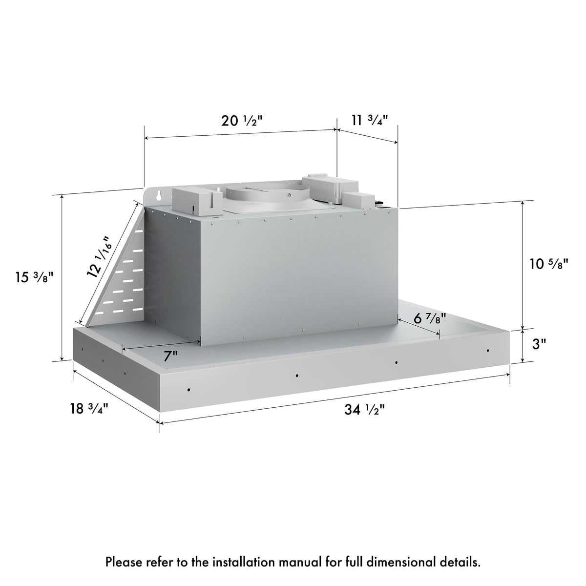 ZLINE - 34 inches - Externally Vented - Range Hood Insert - Stainless Steel