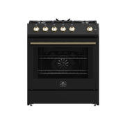 Forno Appliances - 30 in. Wide 5 Burner Leonardo 5 Cu. Ft. Freestanding Gas Convection Range with LP Conversion Kit - Black