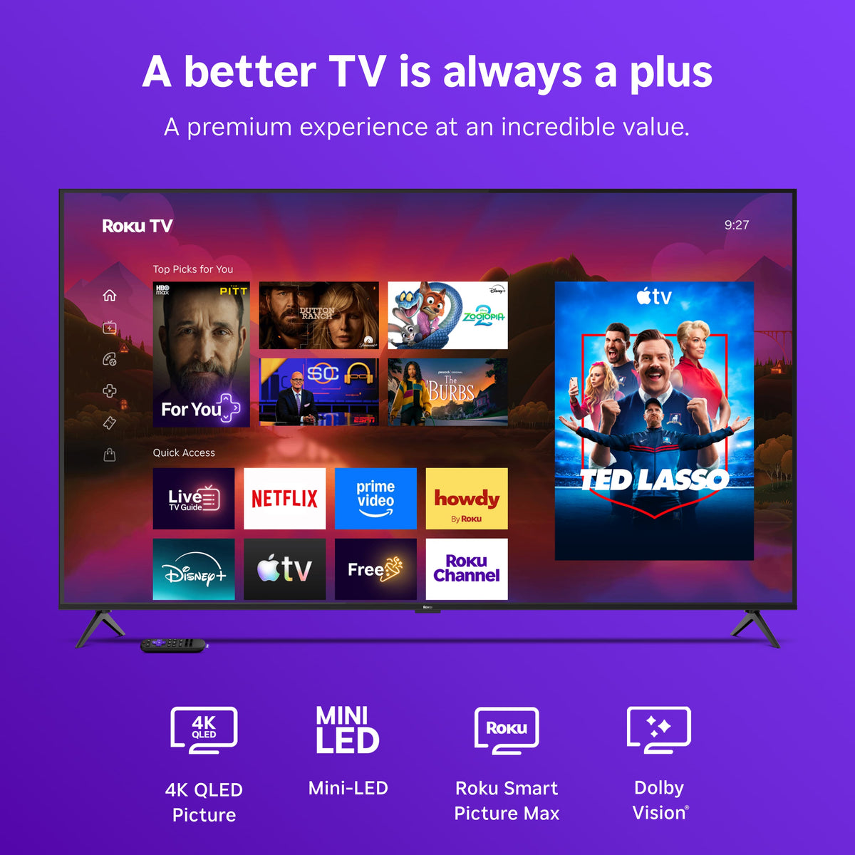 Roku - 75" Class Plus Series 4K QLED Mini-LED Smart RokuTV (2026)