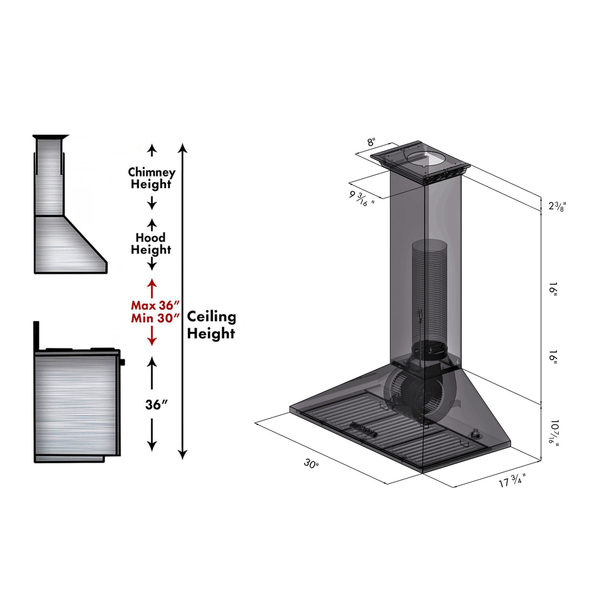 ZLINE - 30 inches - Externally Vented - Wall Range Hood - Stainless Steel