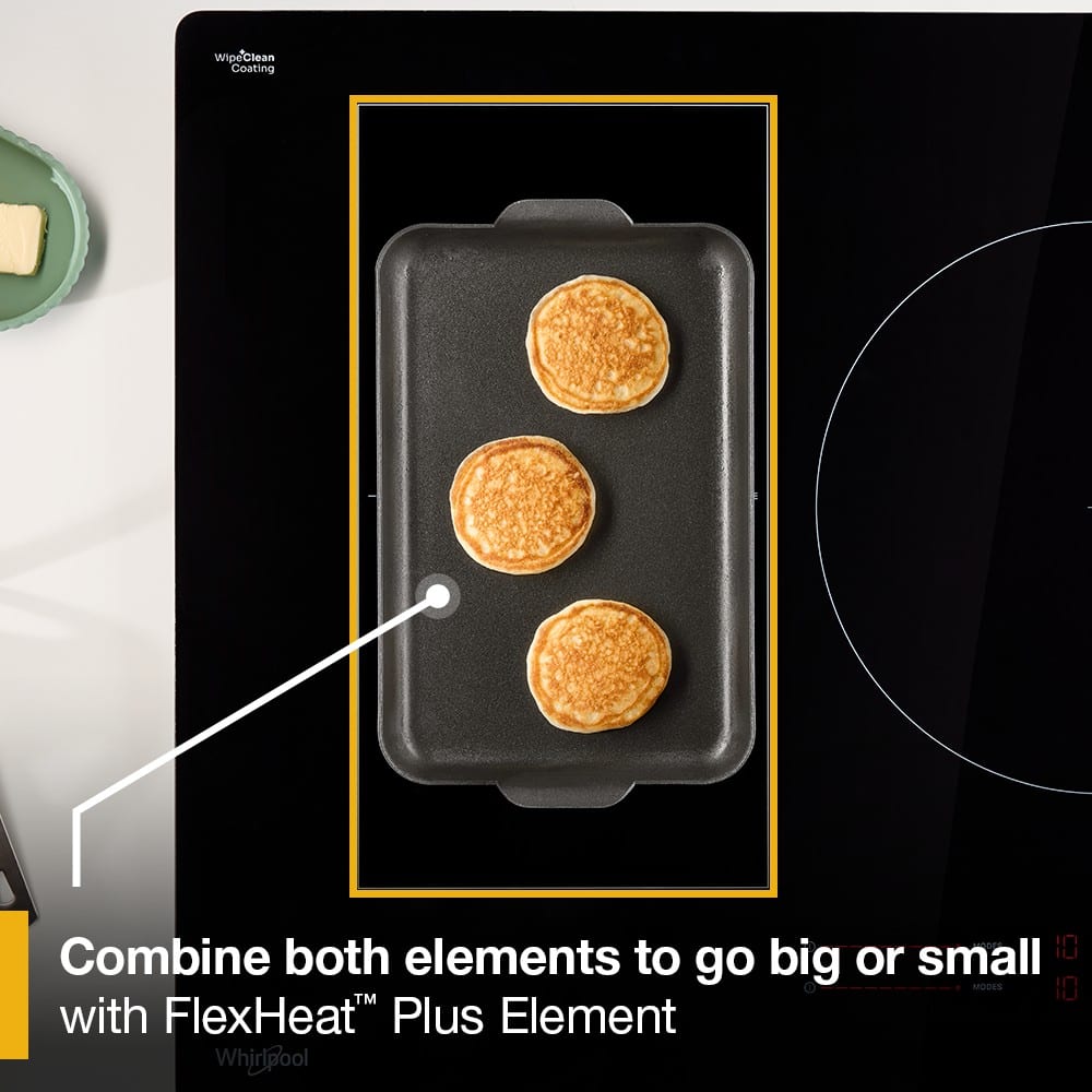 Whirlpool - 36 in. Wide 5 element Electric Induction Cooktop with Temp Cook Technology and WipeClean Coating - Black