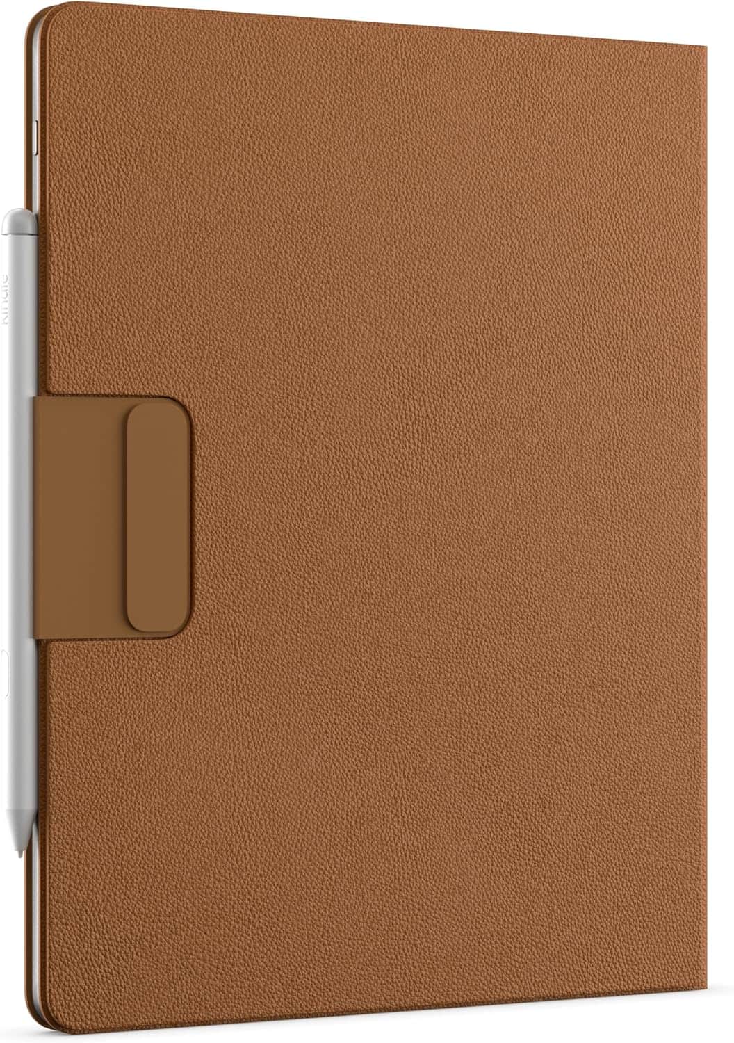 Amazon - Kindle Scribe Executive Folio Cover with Magnetic Attach, Sleek Protective Case - Premium Leather - Caramel