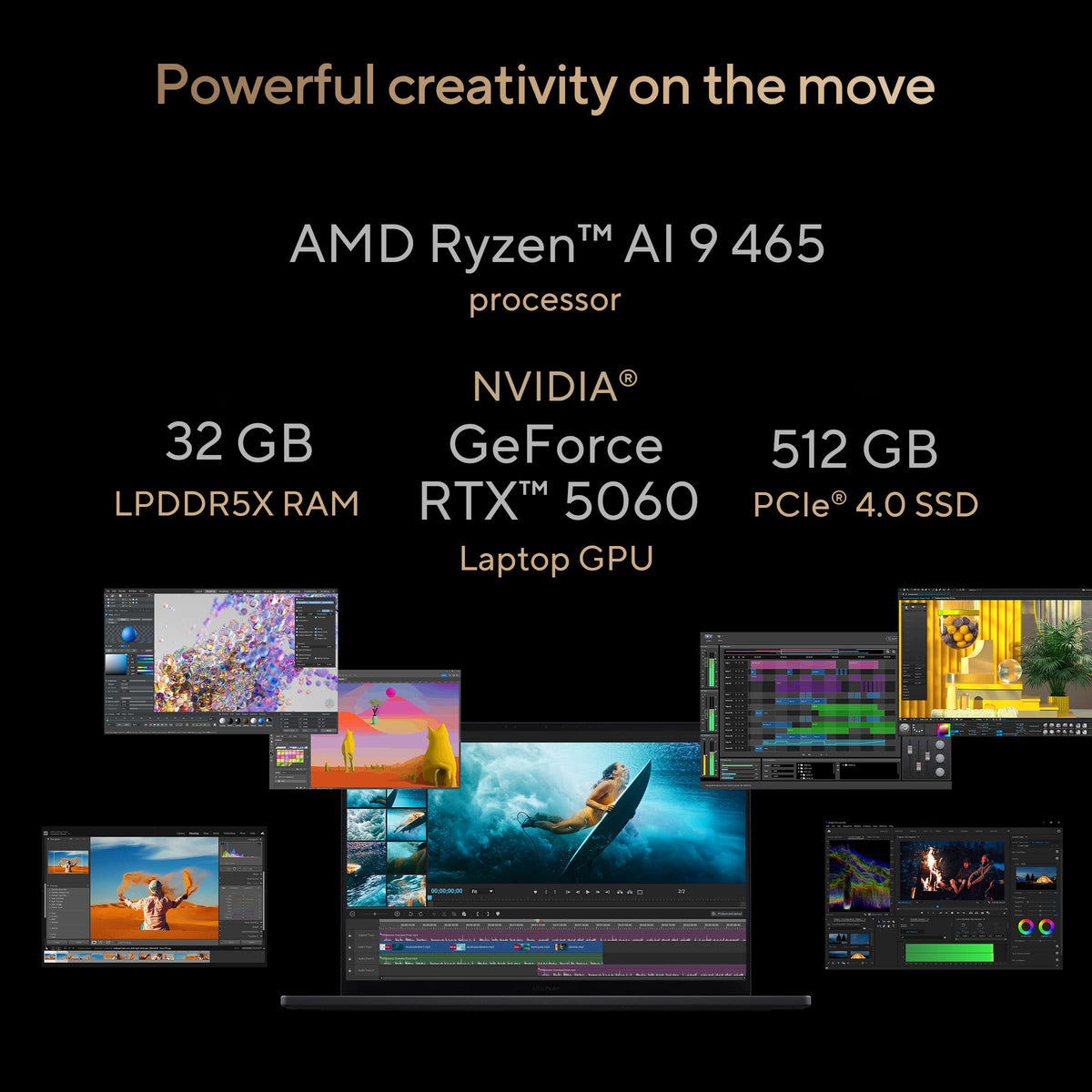 ASUS - ProArt P16 16" 3K OLED Touchscreen Laptop - AMD Ryzen AI 9 465 (2026) - 32GB RAM - 512GB SSD - Copilot+ PC - Nano Black