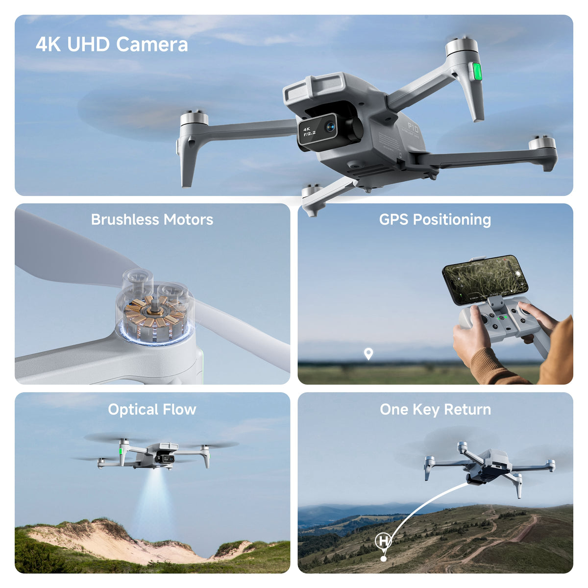 Snaptain - P10 4K Camera Drone with Remote Controller - Gray