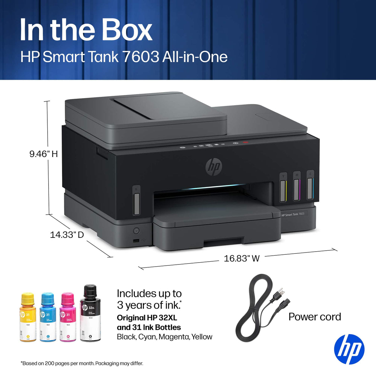 HP - Smart Tank 7603 Wireless All-in-One AI-Enabled Cartridge-Free Supertank Inkjet Printer w/ Fax and 3 Yrs of Ink Included¹ - Basalt