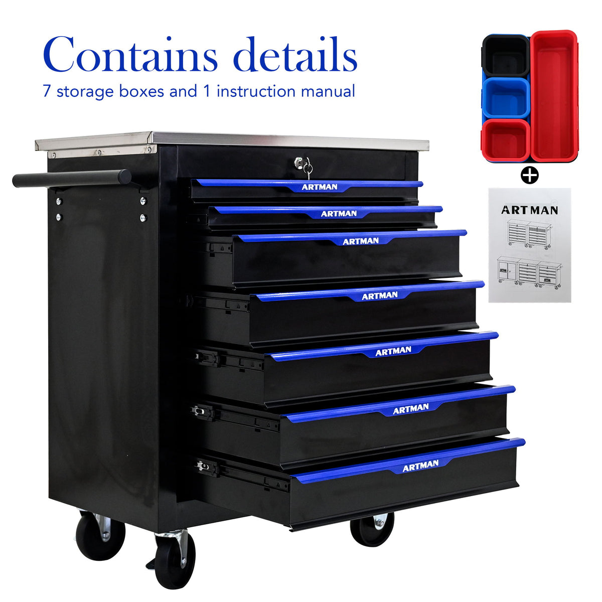 Drawer Multifunctional Tool Cart With Wheels