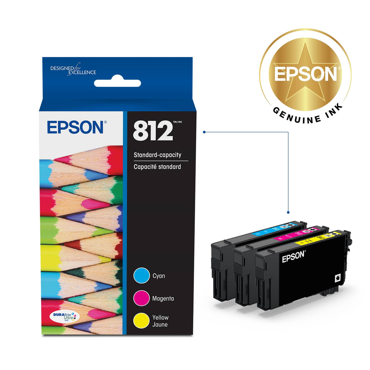 Epson - T812 3 - Pack Standard Capacity Multi Ink Cartridges - Cyan/Magenta/Yellow