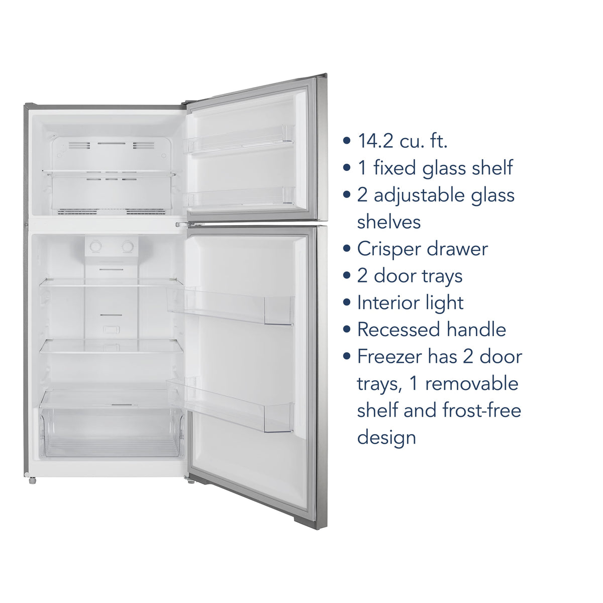 Insignia™ - 28 in. Wide 14.2 Cu. Ft. Top-Freezer Refrigerator with ENERGY STAR Certification - Stainless Steel