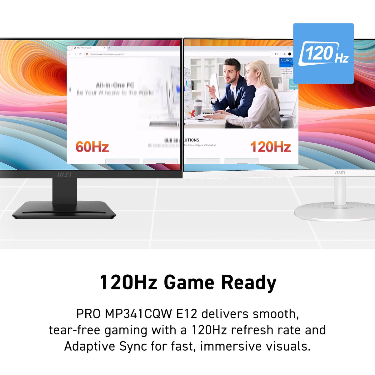 MSI - PRO MP341CQW E12 34" Curved UWQHD 120Hz 1ms VA Business Monitor with Built-in Speakers( (DisplayPort, HDMI ) - White
