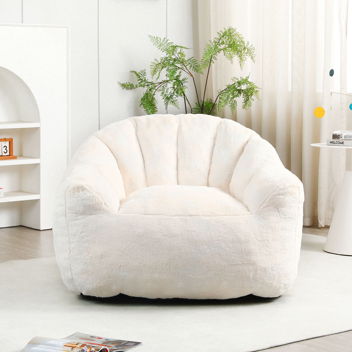 Beanbag Chair, Beanbag Sofa Chair With Armrests Stuffed High Density Foam