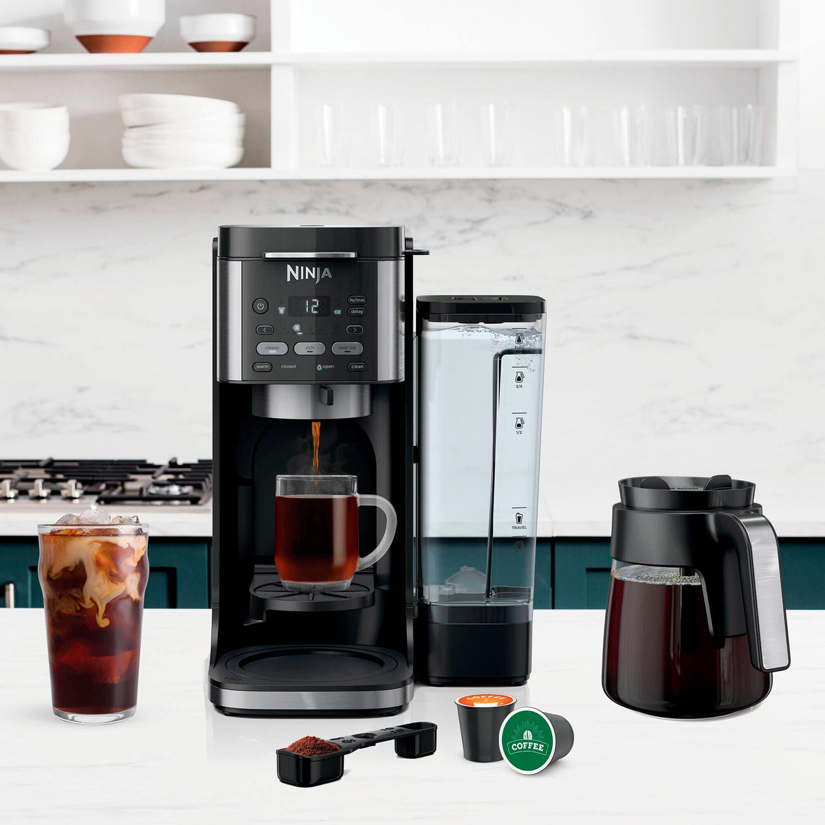 Ninja - Refurbished DualBrew XL Hot & Iced Coffee Maker, Single-Serve, Compatible with K-Cups & 14-Cup Drip Coffee Maker - Stainless Steel