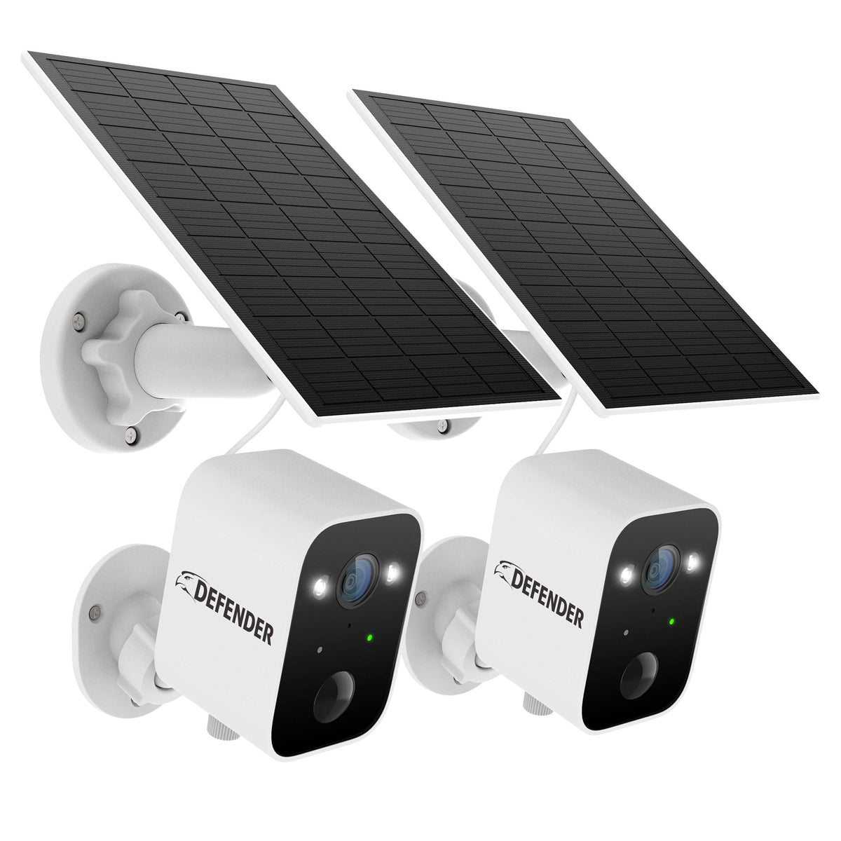 Defender - Solar Powered 4K AI Everwatch Wireless Security Camera with 3W Solar Panel, AI Detection, 2 Pack - White