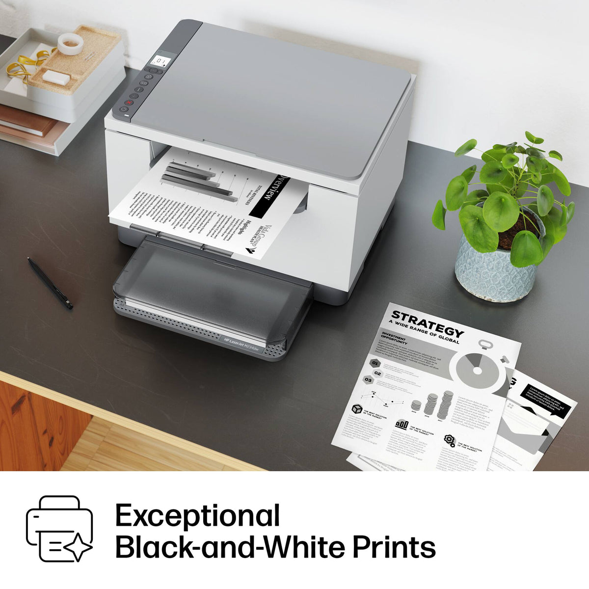 HP - LaserJet M234dw Wireless AI-Enabled Black-and-White Laser Printer - White & Slate