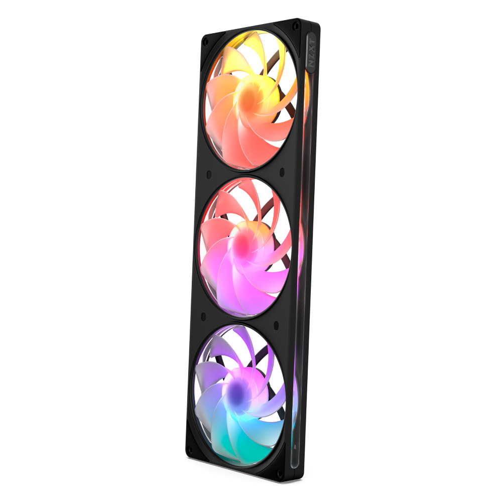 NZXT - F360 RGB Reverse Fan - 360mm Single-Frame Case Fan Unit with 3x 120mm Reverse-Blade PWM RGB Computer Case Fans - Black