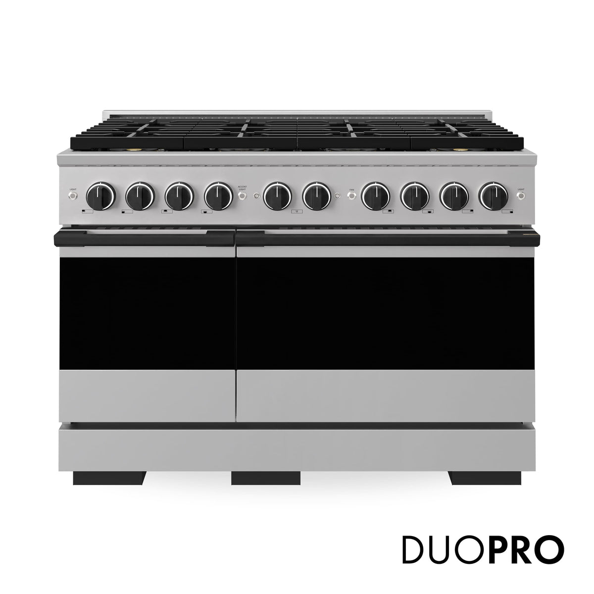 ZLINE - Autograph 48 in. 6.7 cu. ft. Marino Freestanding DuoPro Gas Range with Convection Oven & Matte Black Accents - Stainless Steel