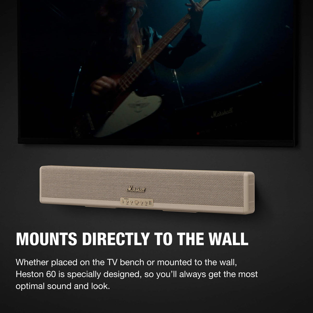 Marshall - Heston 60 Soundbar with Dolby Atmos Immersive Sound for TV / Movies / Music - Cream