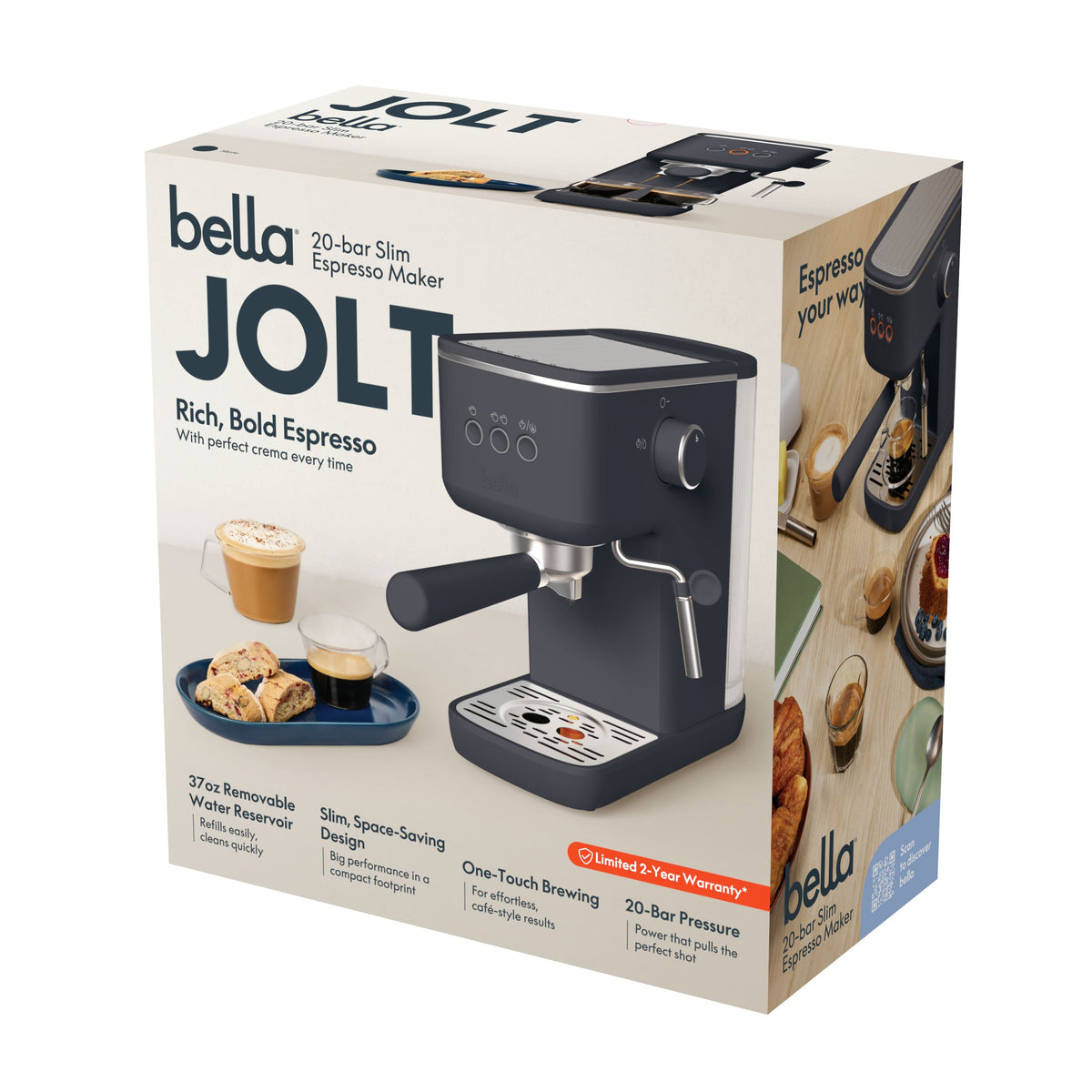 Bella - JOLT 20-Bar Slim Espresso Maker - Slate