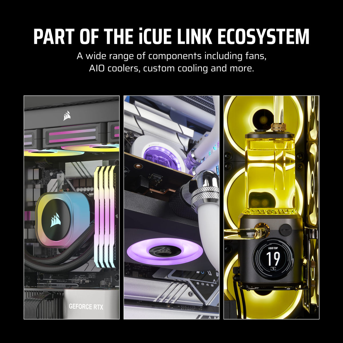 CORSAIR - iCUE LINK LX120-R RGB 120mm PWM Reverse Blade Computer Case Fan Starter Kit (3-pack) - Black
