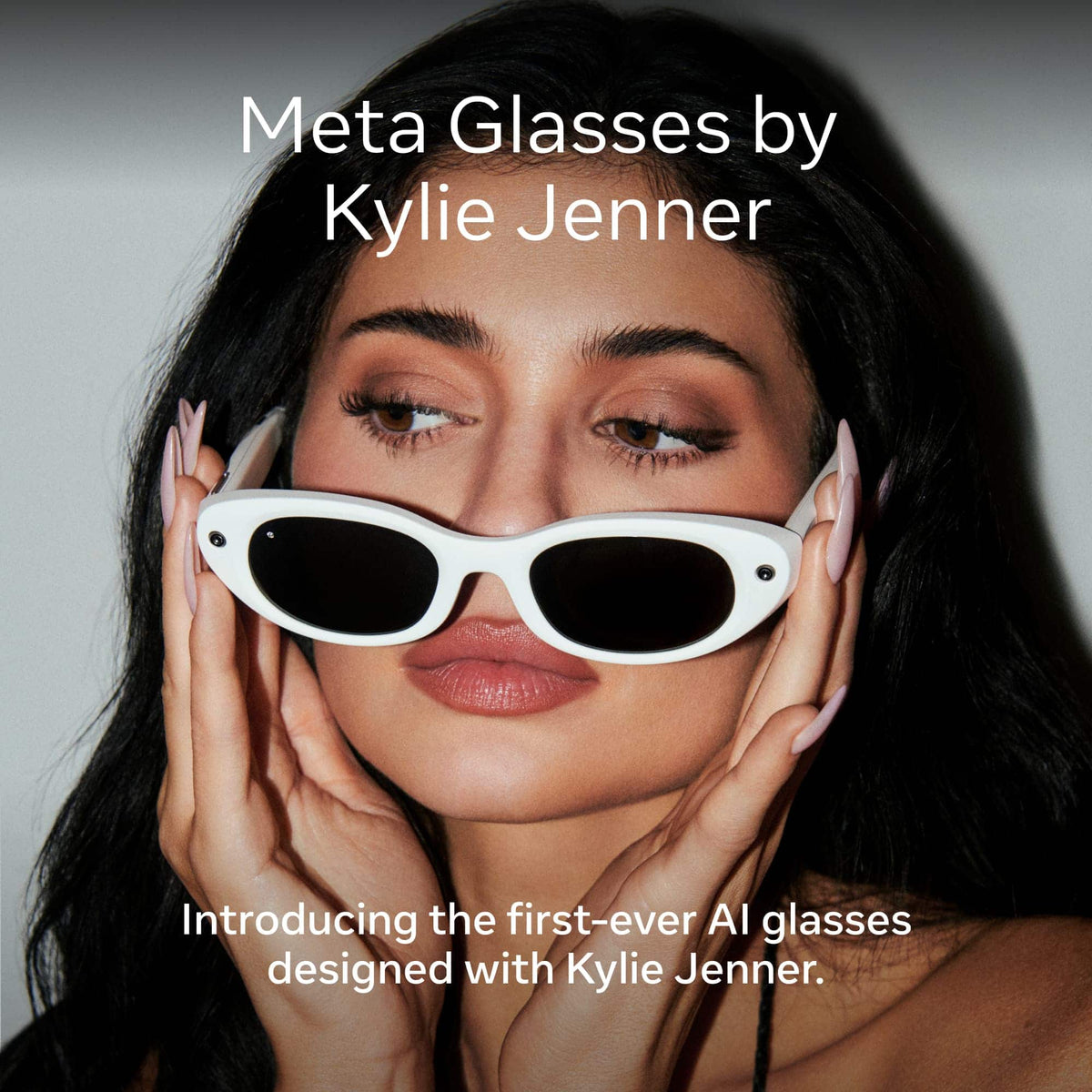 Meta - Glasses, Starfire Kylie Edition, Smart Frame, AI Glasses with Camera - Black Lenses - Ivory
