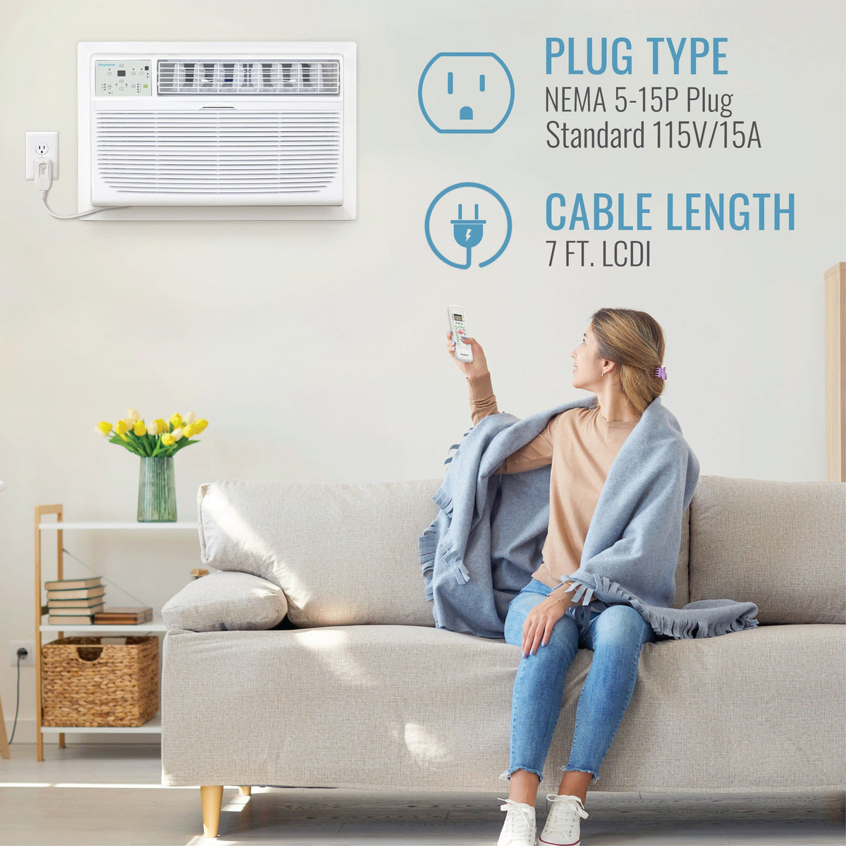 Keystone - 14,000 BTU 230V Through-the-Wall Air Conditioner with Follow Me LCD Remote Control - White