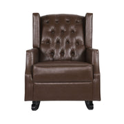 Amedou - Contemporary Tufted Wingback Rocking Chair - Dark Brown