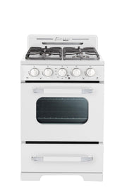 Unique Appliances - 24 in. Wide 4 burner Classic Retro 2.9 Cu. Ft. Propane Range w/ Battery Ignition - Marshmallow White