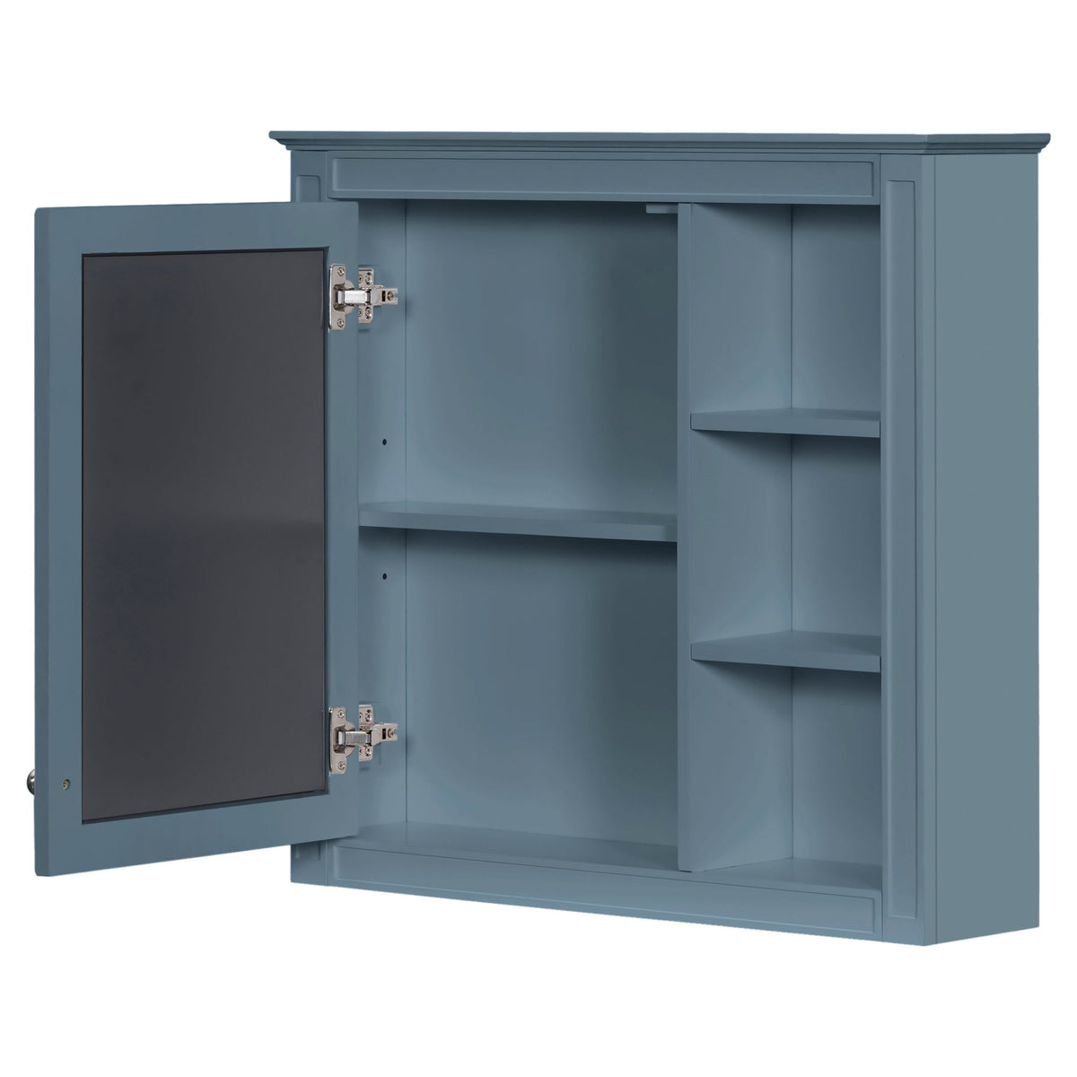 Mueble de baño con botiquín, Armario con espejo Royal, Mueble de almacenamiento de baño moderno con 2 puertas de cierre suave y 4 cajones