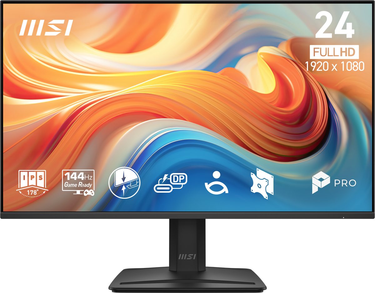MSI - PRO MP242 E14C 24" IPS LCD FHD 144Hz 1ms FreeSync Buesiness Monitor HDR ready with Built-in Speakers (USB-C ,HDMI) - Black