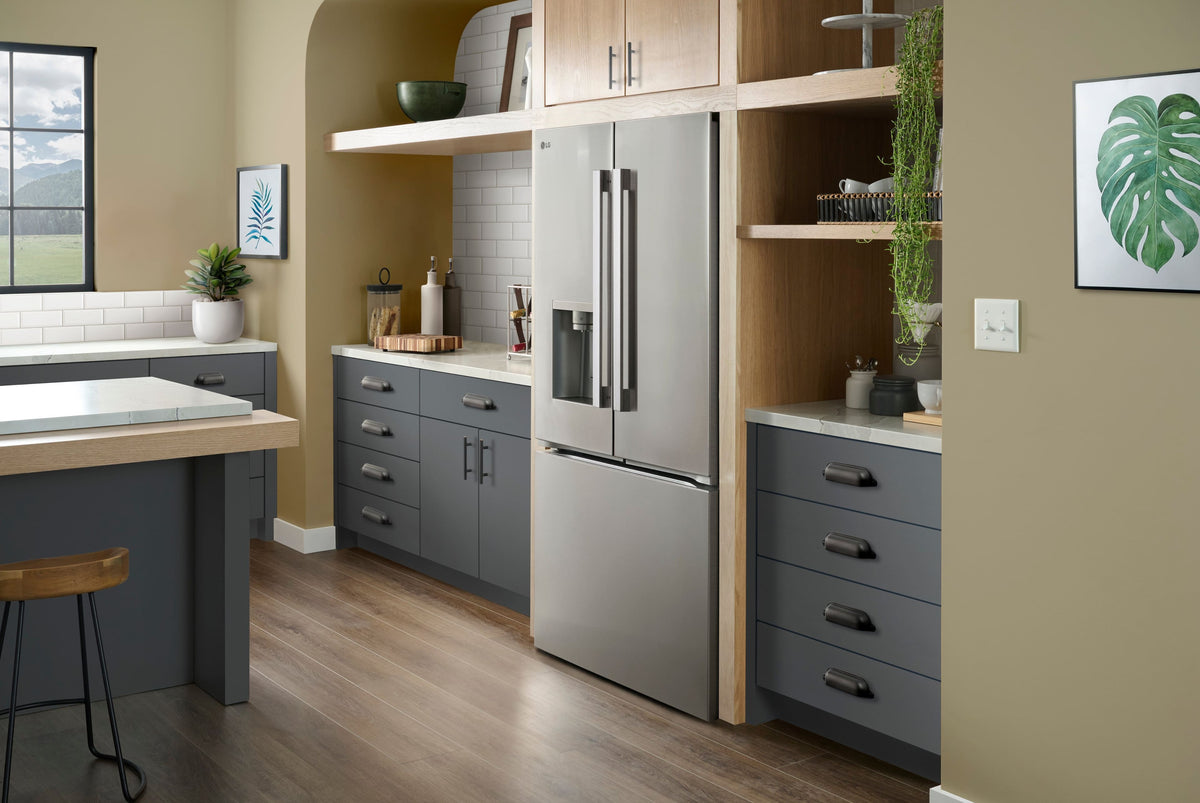 LG - 36-in Counter-Depth MAX 23.7 Cu. Ft. French Door Smart Refrigerator with Zero Clearance - Stainless Steel