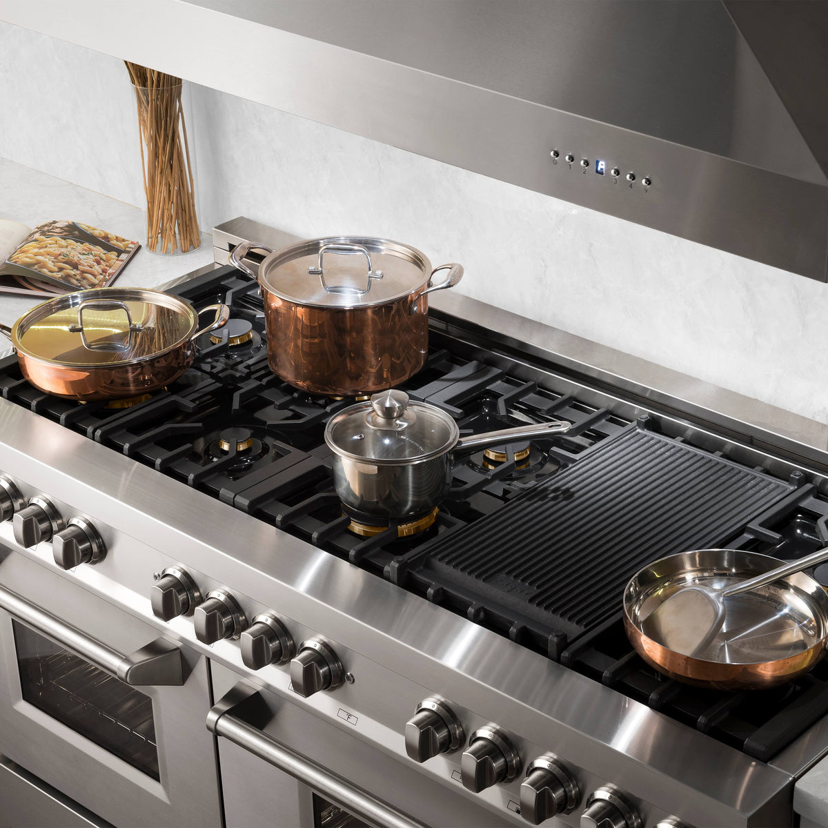 ZLINE - 60 in. Wide 8 Burner Legacy Dual Fuel Range w/ Gas Cooktop & 2 Electric Ovens  (RA-BR-60) - Stainless Steel Look