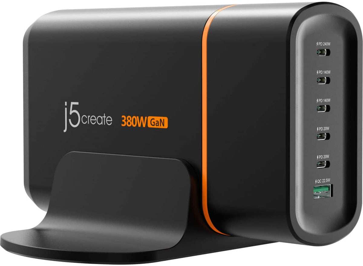 j5create - 380W GaN USB-C® 6-Port Charger - Black