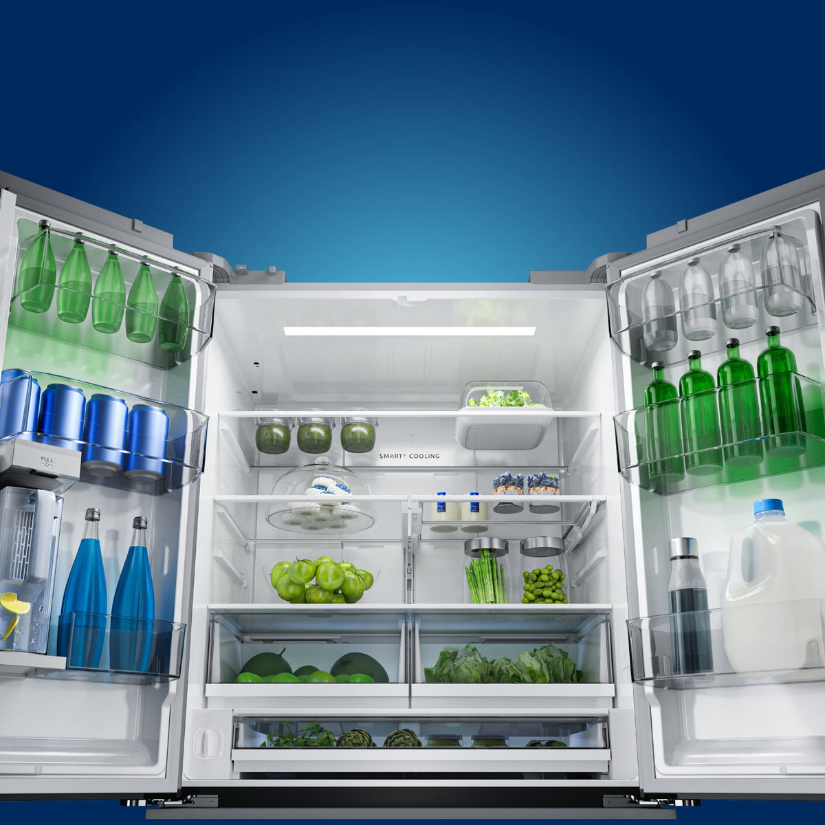 Midea - 32 cu. ft. Standard-Depth PLUS™ French Door Refrigerator + Water2Ways™ + Dual Icemaker + Extra-Large Capacity - Stainless Steel