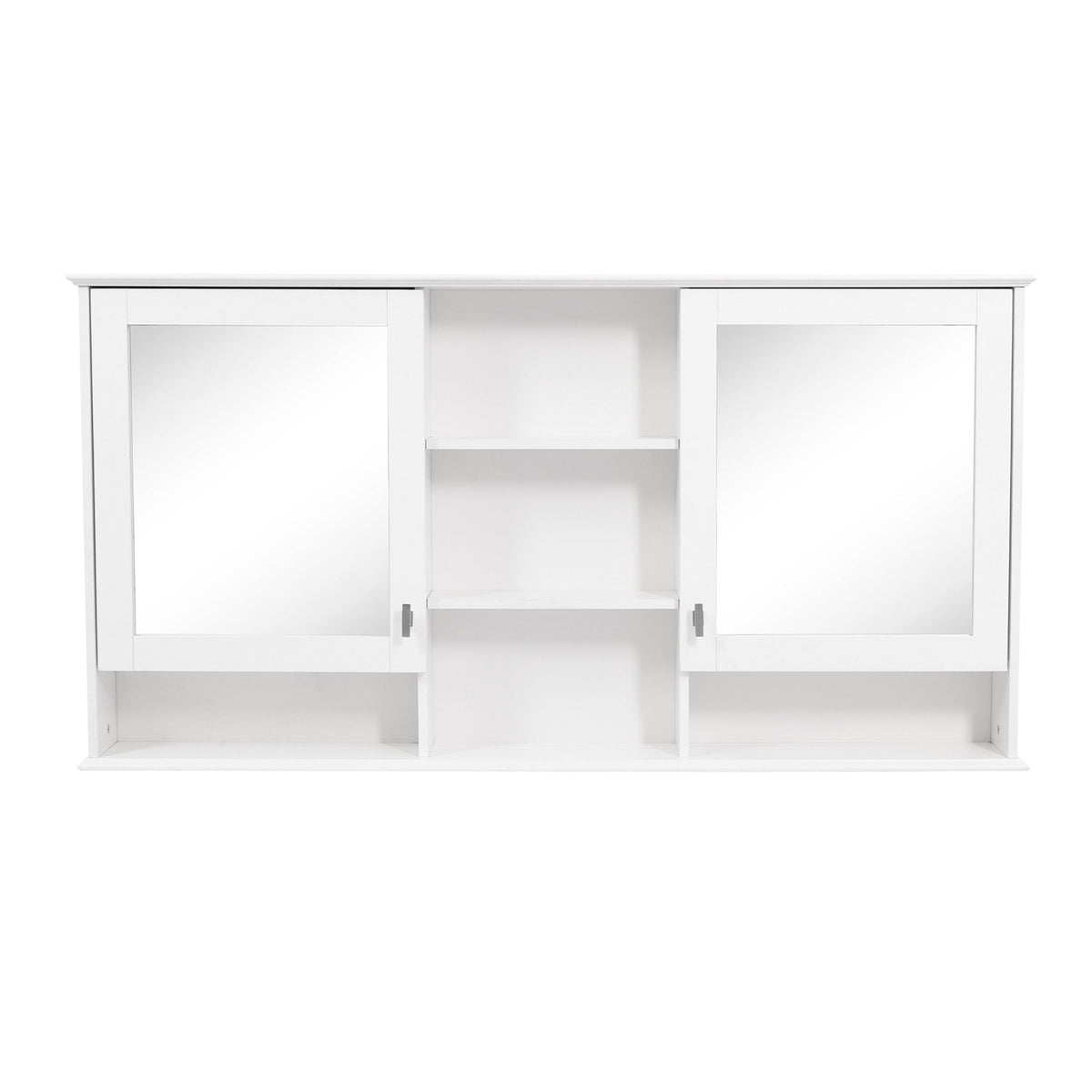 Armario con espejo para pared con estantes ajustables - Blanco