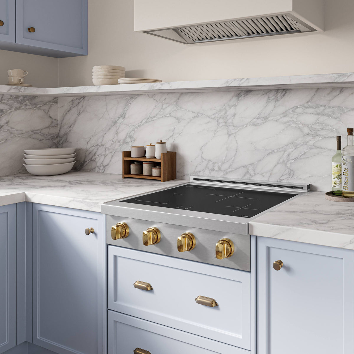 ZLINE - Autograph 30 in. Paramount Built-in Induction Rangetop with 4 Elements and Polished Gold Accents - Stainless Steel
