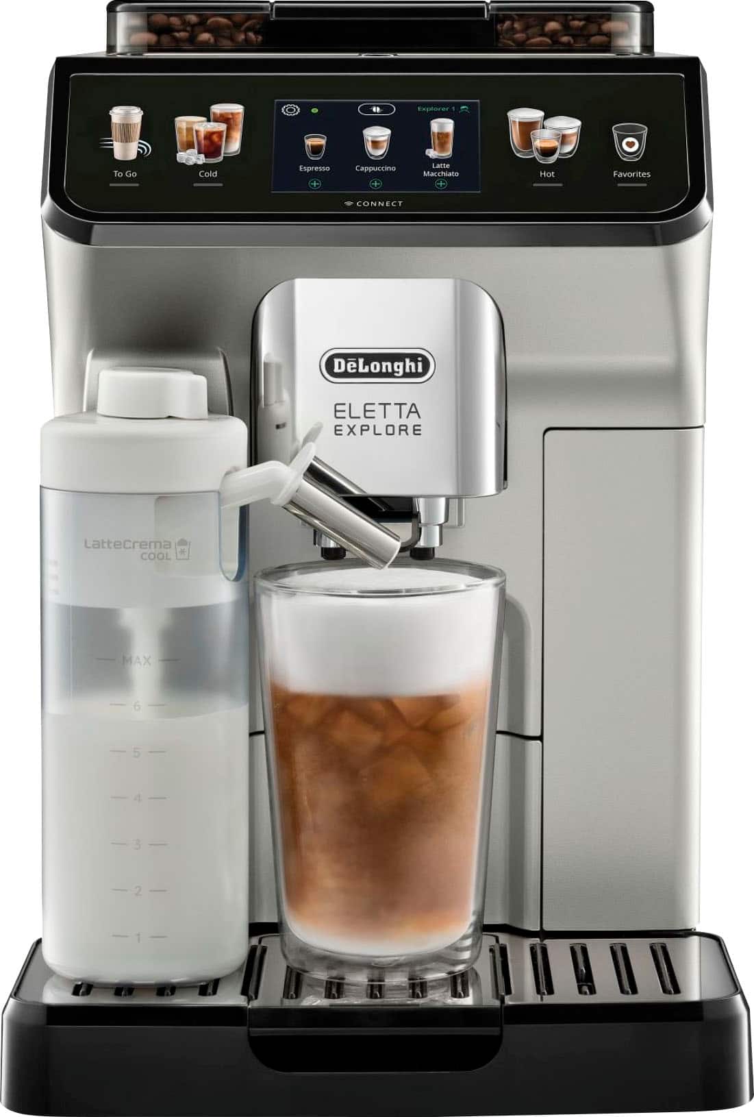 De'Longhi - Eletta Explore Fully Automatic Espresso Machine with Cold Brew - Silver