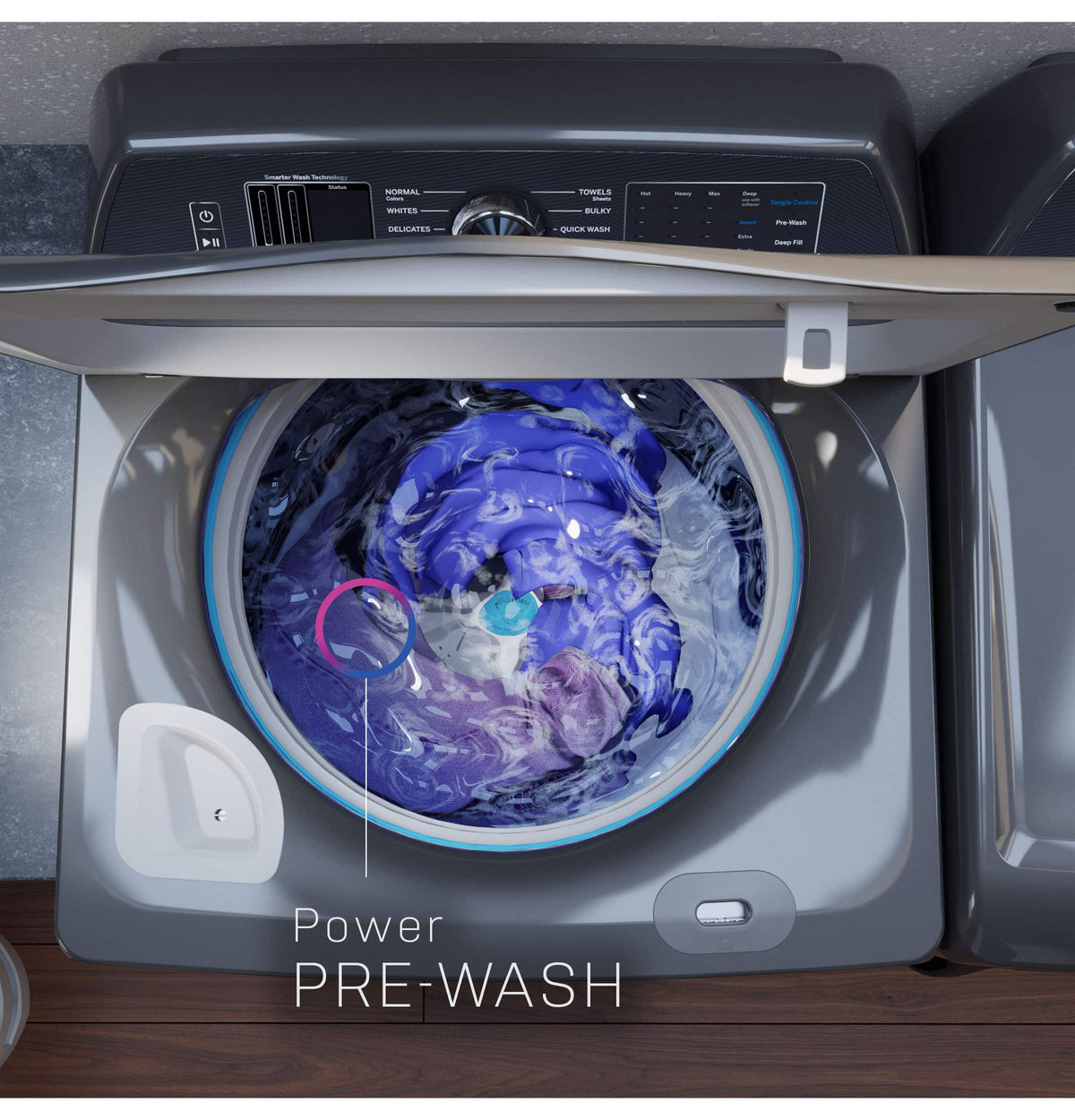 GE Profile - 5.4 Cu. Ft. High-Efficiency Smart Top Load Washer with Adaptive SmartDispense - Sapphire Blue