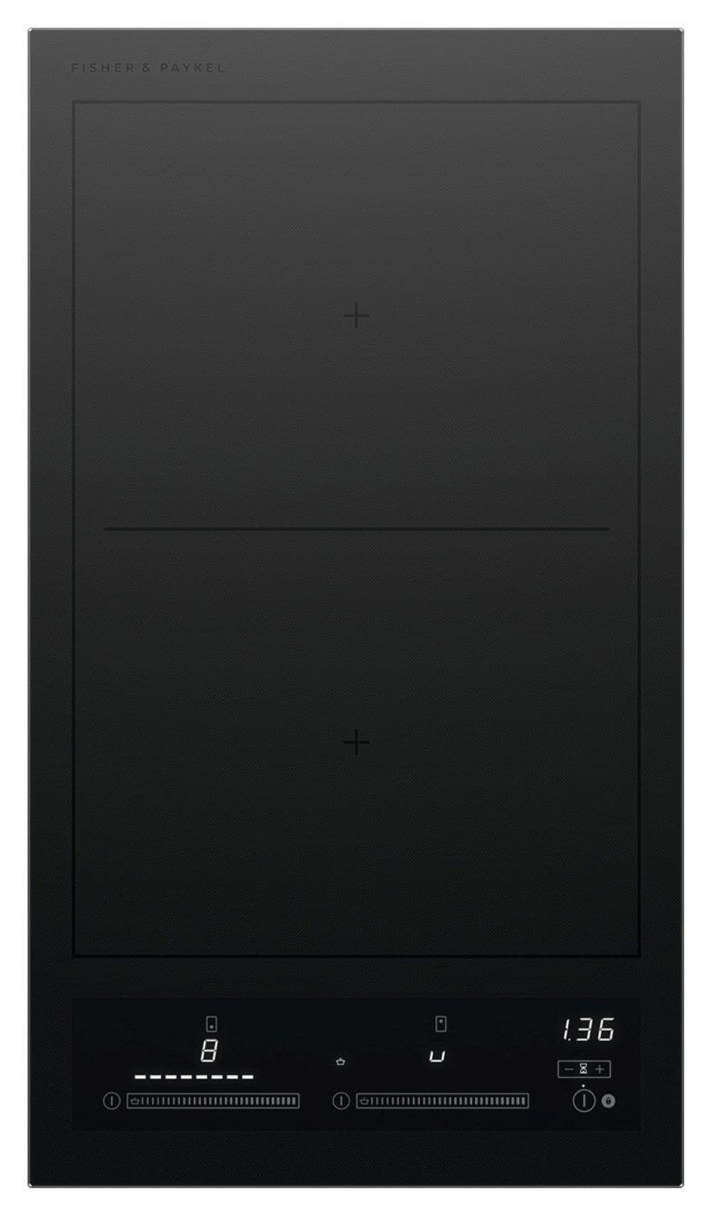 Fisher & Paykel - 12 in. Wide 2 Element Built-in Electric Cooktop with SmartZone - Black