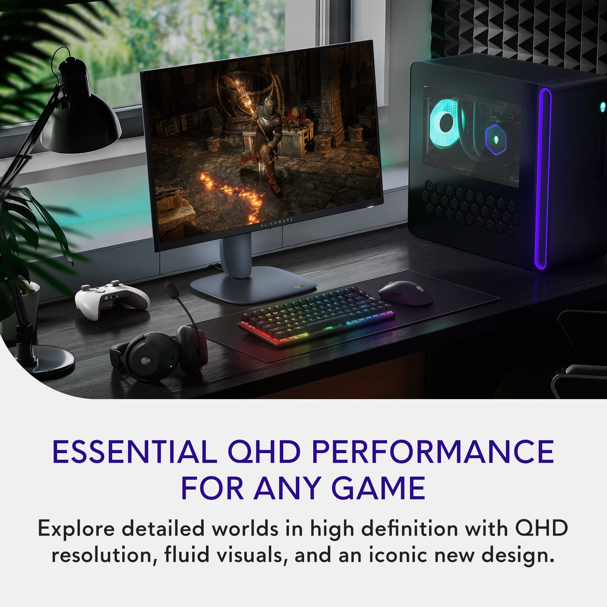 Alienware - AW2725DM 27" IPS LED QHD 180Hz 1ms FreeSync and G-Sync Compatible Gaming Monitor with HDR (HDMI, DisplayPort, USB) - Interstellar Indigo