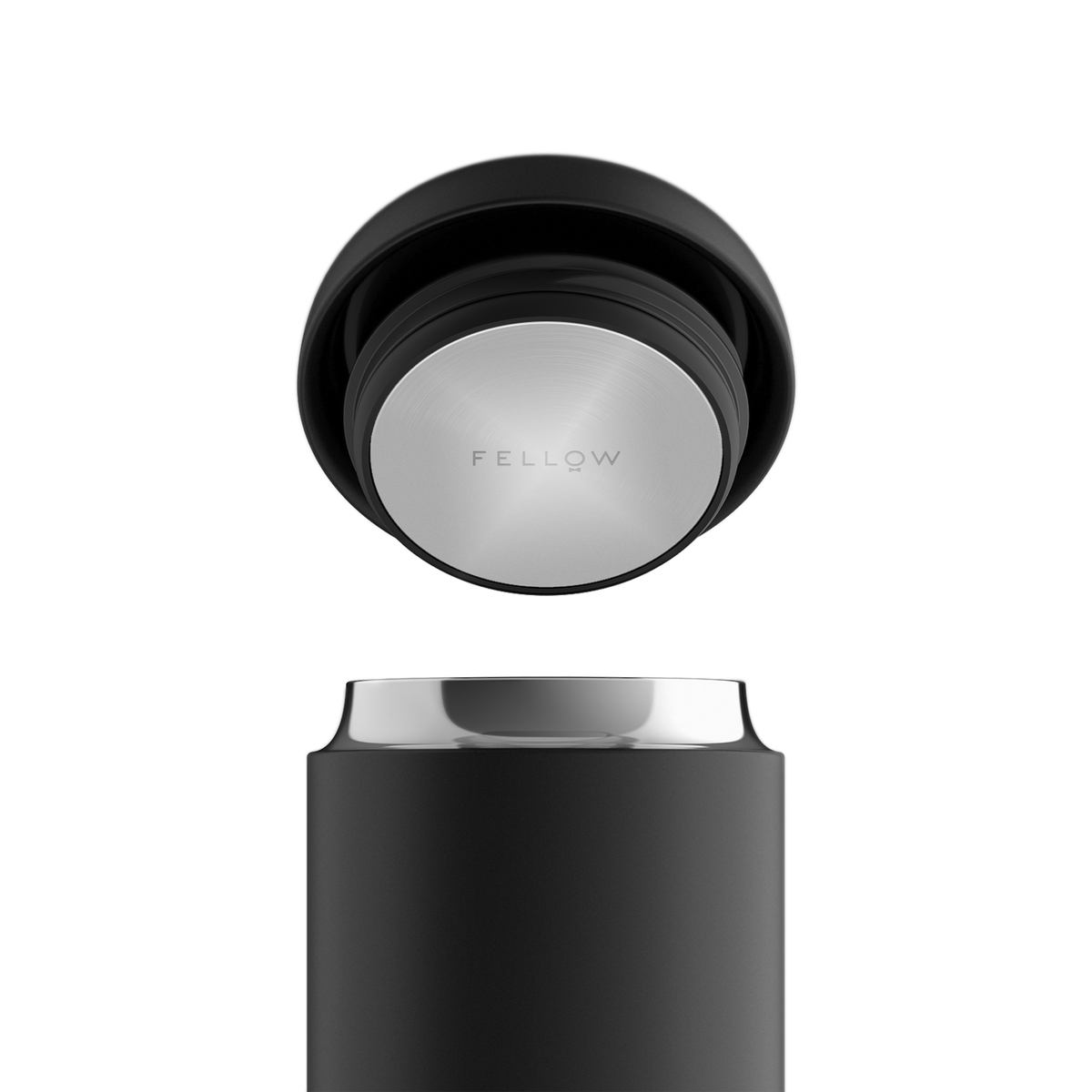 Fellow - Carter Wide Mug made of 18/8 stainless steel, with a BPA-free plastic lid, & inner ceramic coating, 16oz - Matte Black